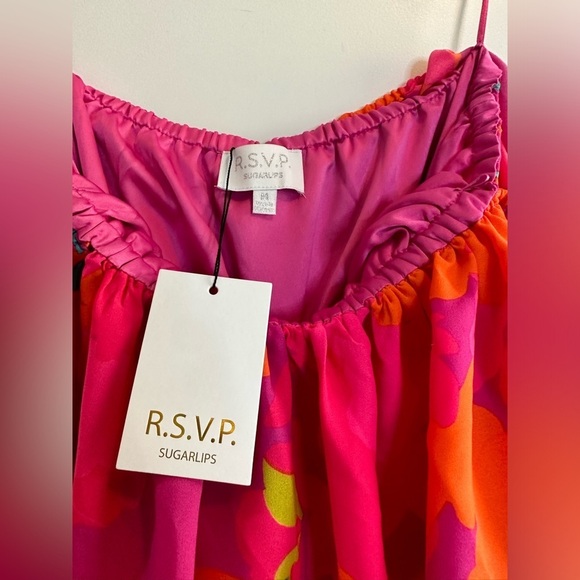 NWT RSVP Sugarlips Fuchsia Floral Off The Shoulder Ruffled Maxi Dress Medium M - Picture 5 of 7